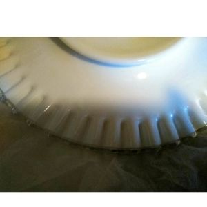 COPY - Fenton Silver Crest Style White Milk Glass Large Low Cake Plate 12 in